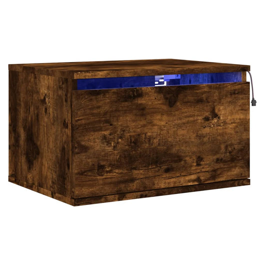 Comodino a Parete con luci LED Rovere Fumo 836834
