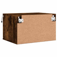 Comodino a Parete con Luci LED-Tavolino da notte sospeso Rovere Fumo 682374