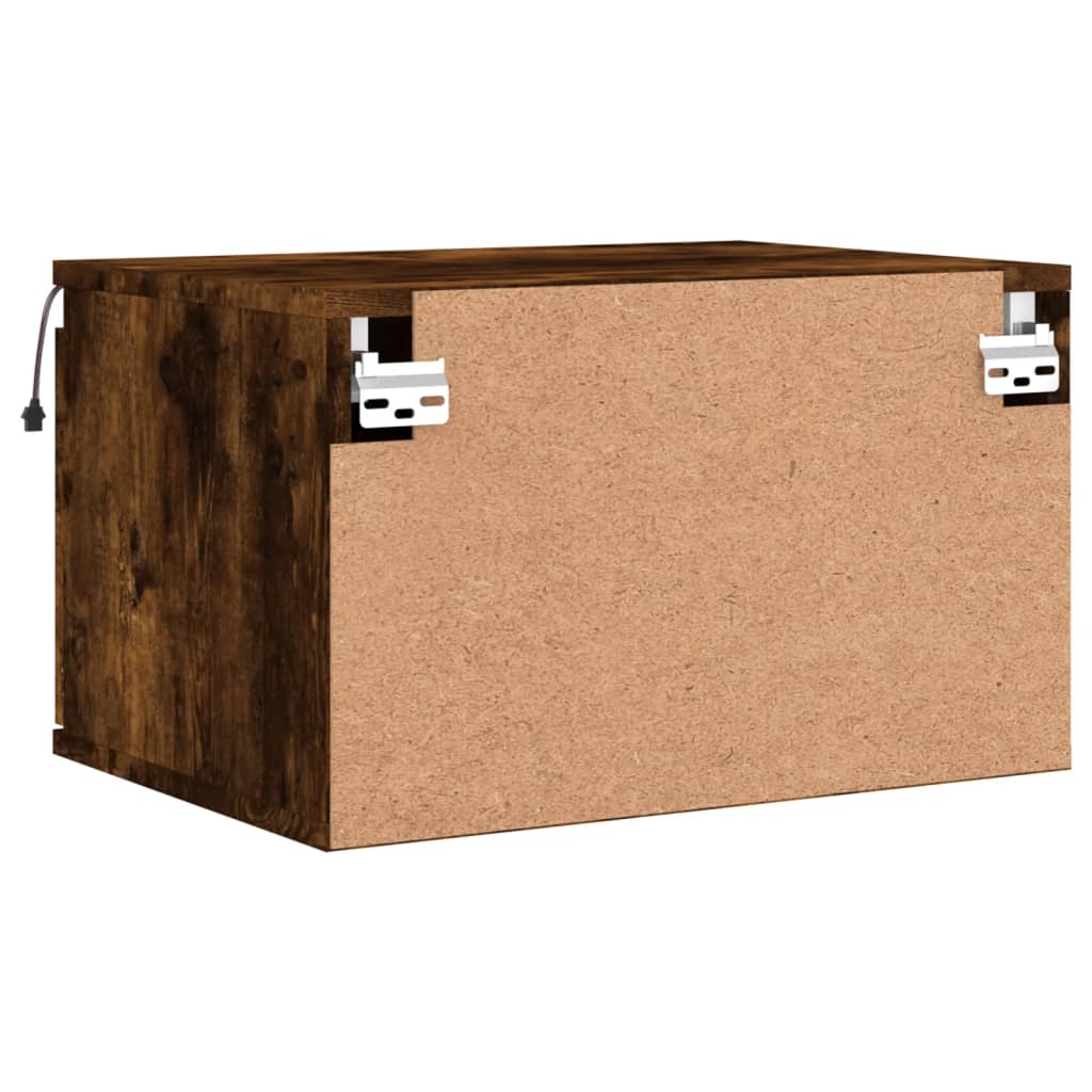 Comodino a Parete con luci LED Rovere Fumo 836834