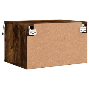 Comodino a Parete con luci LED Rovere Fumo 836834