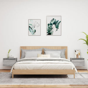 Comodini a Parete con luci LED 2 pz Grigio Sonoma 836837