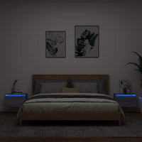 Comodini a Parete con luci LED 2 pz-Set di 2 Tavolino da notte Grigio Sonoma 625487