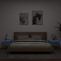 Comodini a Parete con luci LED 2 pz Grigio Sonoma 836837