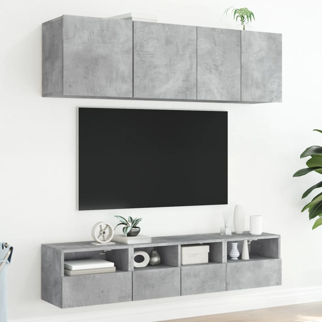 Mobili TV Muro 2pz Grigio Cemento 40x30x30 cm Legno Multistrato 836847