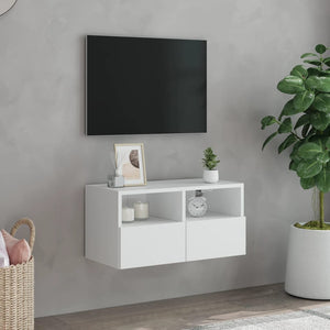 Mobile TV a Parete-Mobile TV a Muro Bianco 60x30x30 cm in Legno Multistrato