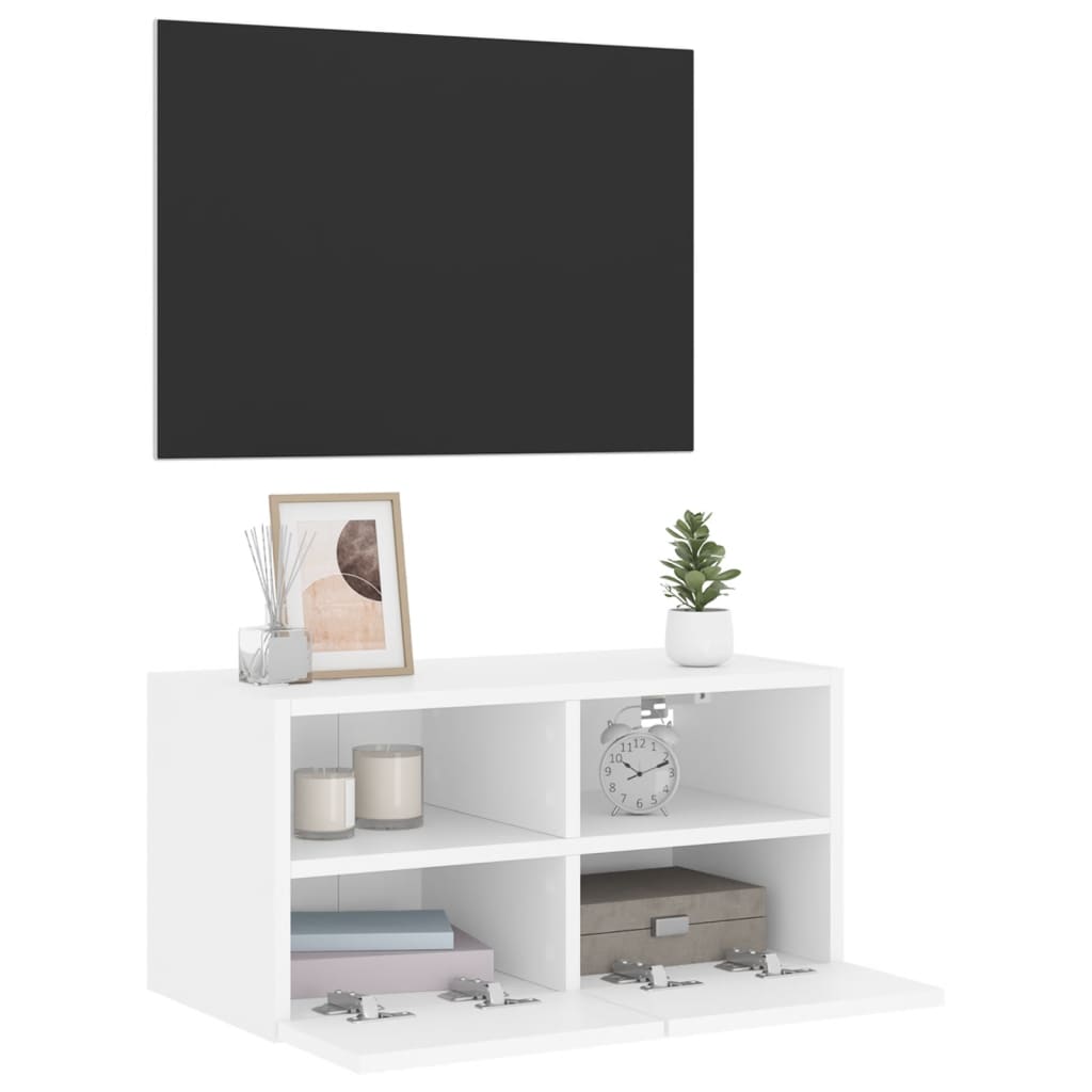 Mobile TV a Parete-Mobile TV a Muro Bianco 60x30x30 cm in Legno Multistrato