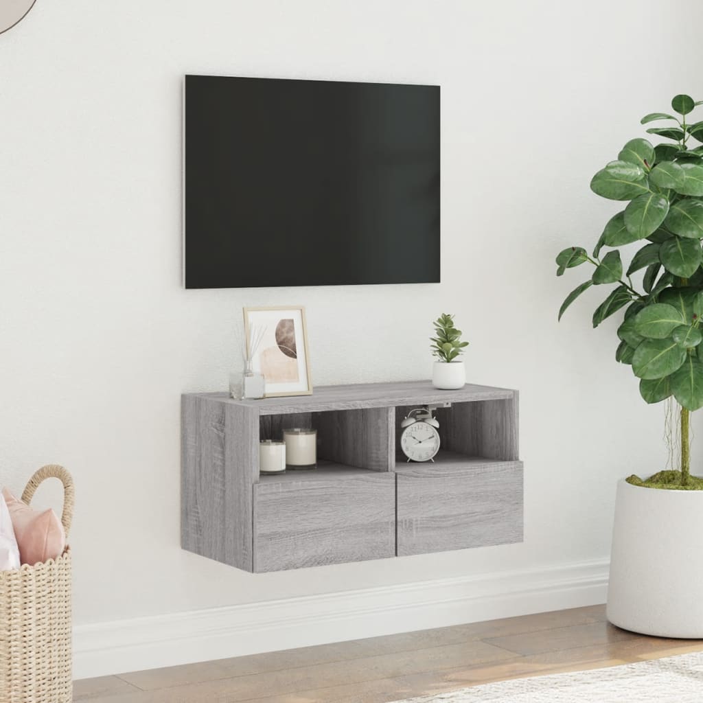Mobile TV a Parete-Mobile TV a Muro Grigio Sonoma 60x30x30 cm Legno Multistrato