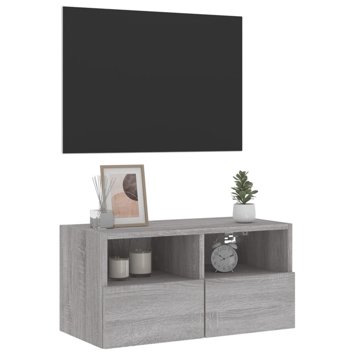 Mobile TV a Parete-Mobile TV a Muro Grigio Sonoma 60x30x30 cm Legno Multistrato