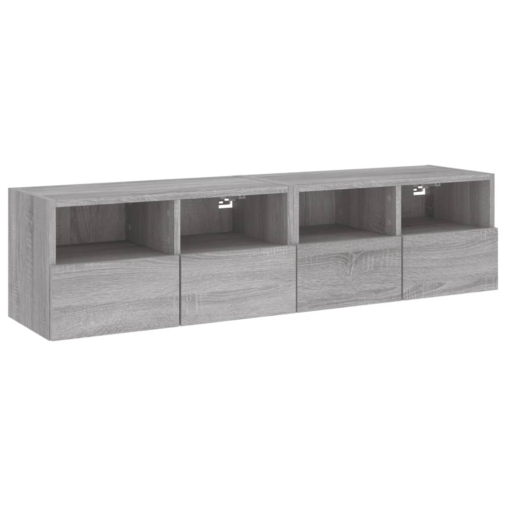 Mobili TV Muro 2pz Grigio Sonoma 60x30x30 cm Legno Multistratocod mxl 110054