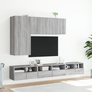 Mobili TV Muro 2pz Grigio Sonoma 60x30x30 cm Legno Multistrato 836865