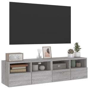 Mobili TV Muro 2pz Grigio Sonoma 60x30x30 cm Legno Multistrato 836865