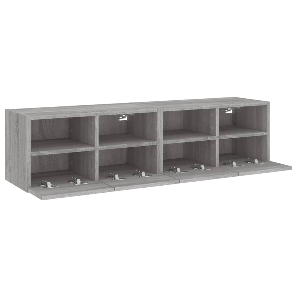 Mobili TV Muro 2pz Grigio Sonoma 60x30x30 cm Legno Multistrato 836865