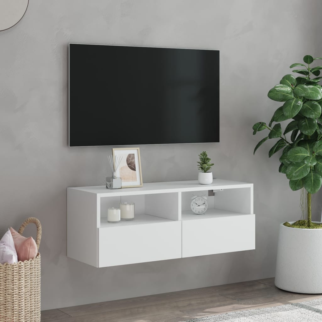 Mobile TV a Parete Bianco 80x30x30 cm in Legno Multistrato 836868