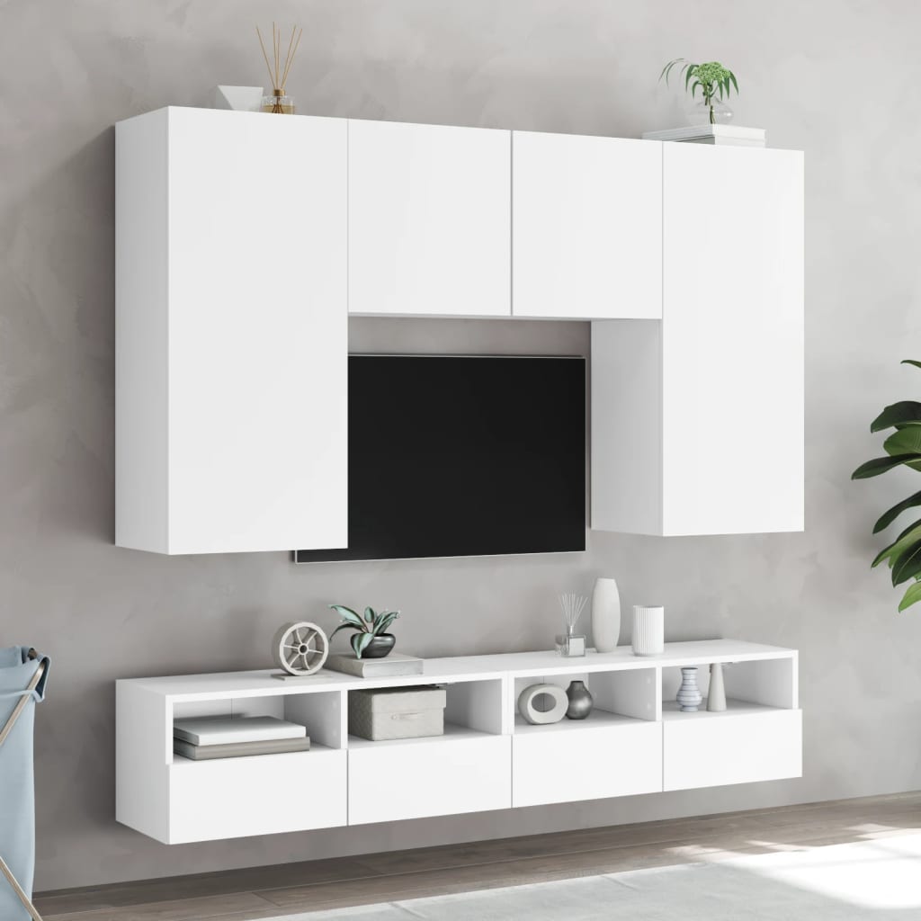 Mobile TV a Parete Bianco 80x30x30 cm in Legno Multistrato 836868