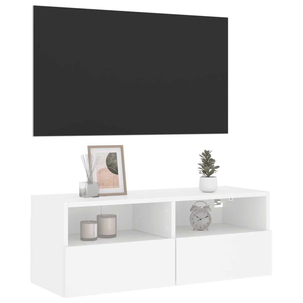 Mobile TV a Parete Bianco 80x30x30 cm in Legno Multistrato 836868