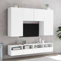 Mobili TV a Parete 2pz Bianchi 80x30x30 cm in Legno Multistrato 836869
