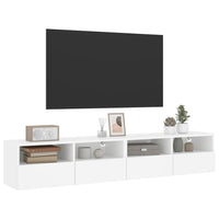 Mobili TV a Parete 2pz Bianchi 80x30x30 cm in Legno Multistrato 836869