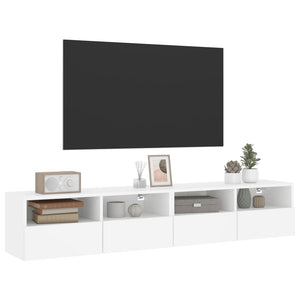 Mobili TV a Parete 2pz Bianchi 80x30x30 cm in Legno Multistrato 836869
