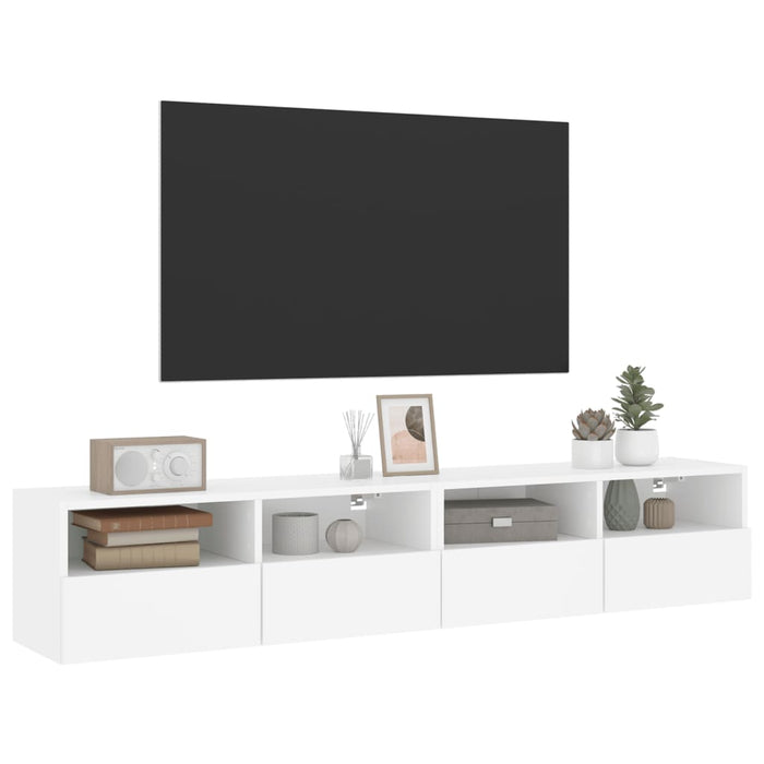 Mobili TV a Parete 2pz Bianchi 80x30x30 cm in Legno Multistrato 836869