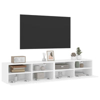 Mobili TV a Parete 2pz Bianchi 80x30x30 cm in Legno Multistrato 836869