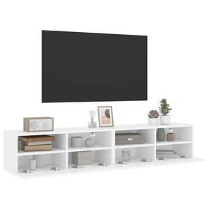 Mobili TV a Parete 2pz Bianchi 80x30x30 cm in Legno Multistrato 836869