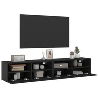 Mobili TV a Parete 2 pz Neri 80x30x30 cm in Legno Multistrato 836871
