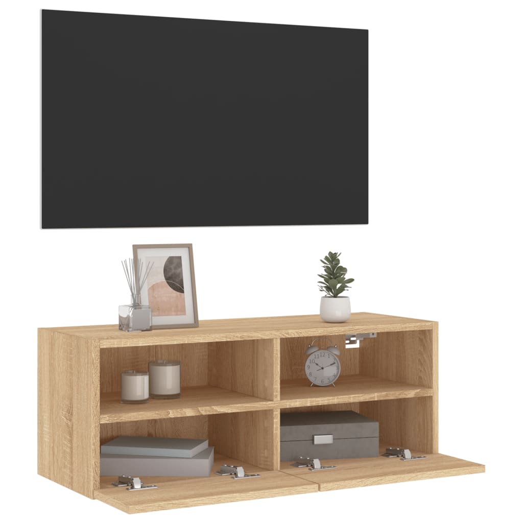 Mobile TV a Parete-Mobile TV a Muro Rovere Sonoma 80x30x30 cm Legno Multistrato