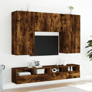 Mobili TV a Muro 2 pz Rovere Fumo 80x30x30 cm Legno Multistrato 836877