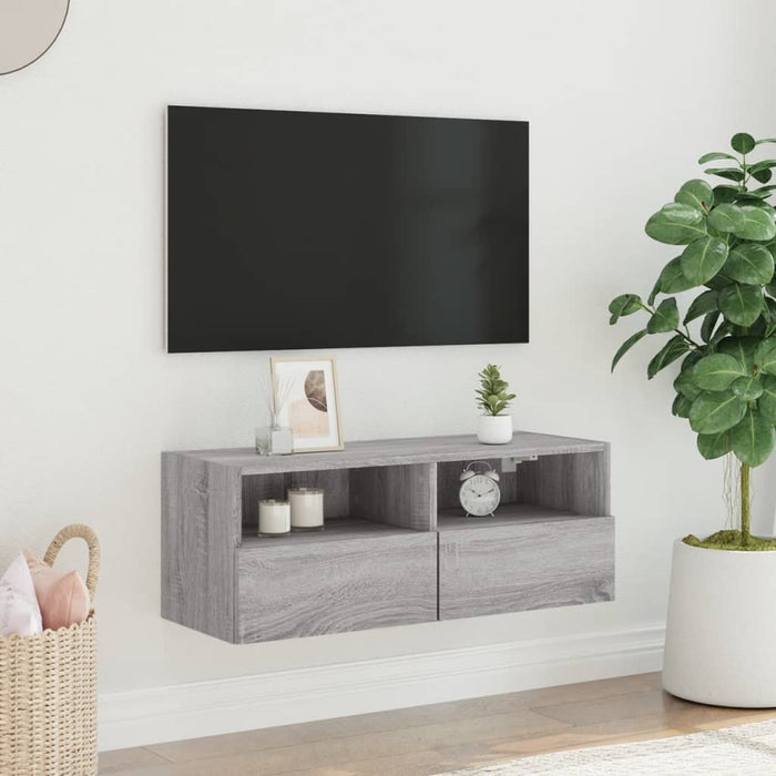 Mobile TV a Parete-Mobile TV a Muro Grigio Sonoma 80x30x30 cm Legno Multistrato