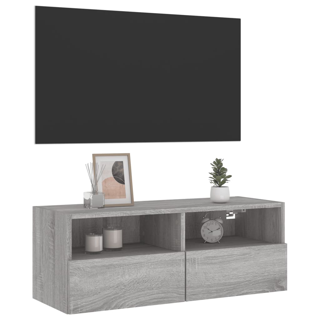 Mobile TV a Parete-Mobile TV a Muro Grigio Sonoma 80x30x30 cm Legno Multistrato