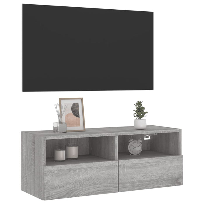 Mobile TV a Parete-Mobile TV a Muro Grigio Sonoma 80x30x30 cm Legno Multistrato