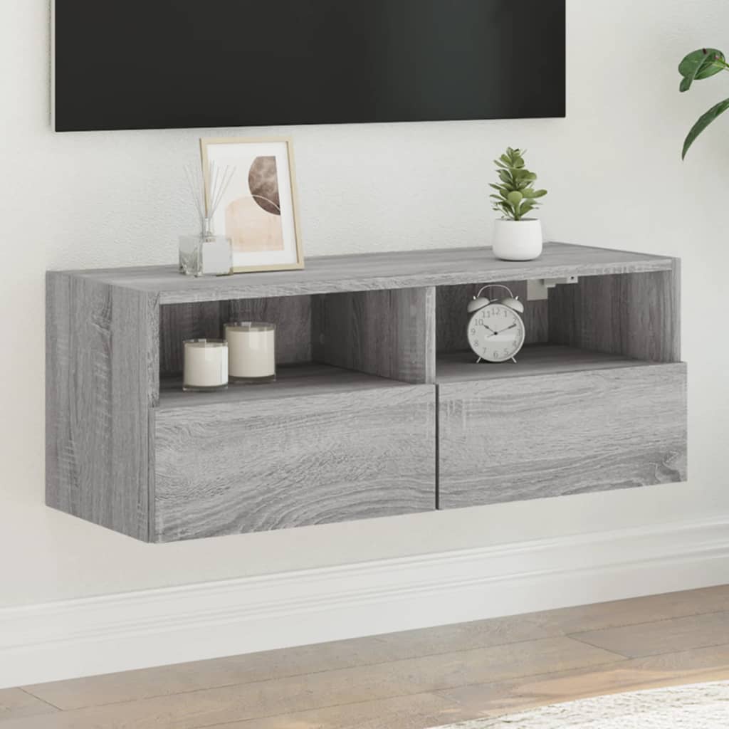 Mobile TV a Parete-Mobile TV a Muro Grigio Sonoma 80x30x30 cm Legno Multistrato
