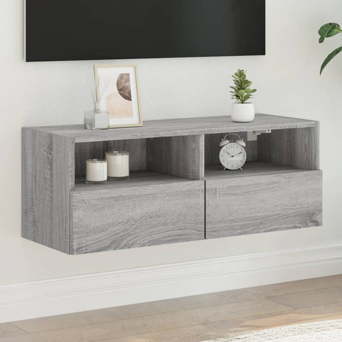 Mobile TV a Parete-Mobile TV a Muro Grigio Sonoma 80x30x30 cm Legno Multistrato