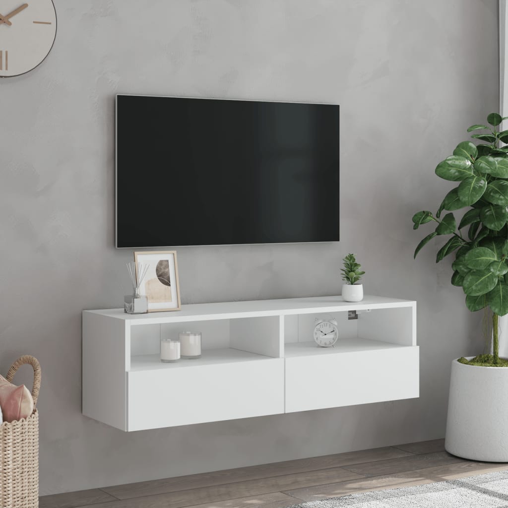 Mobile TV a Parete-Mobile TV a Muro Bianco 100x30x30 cm in Legno Multistrato