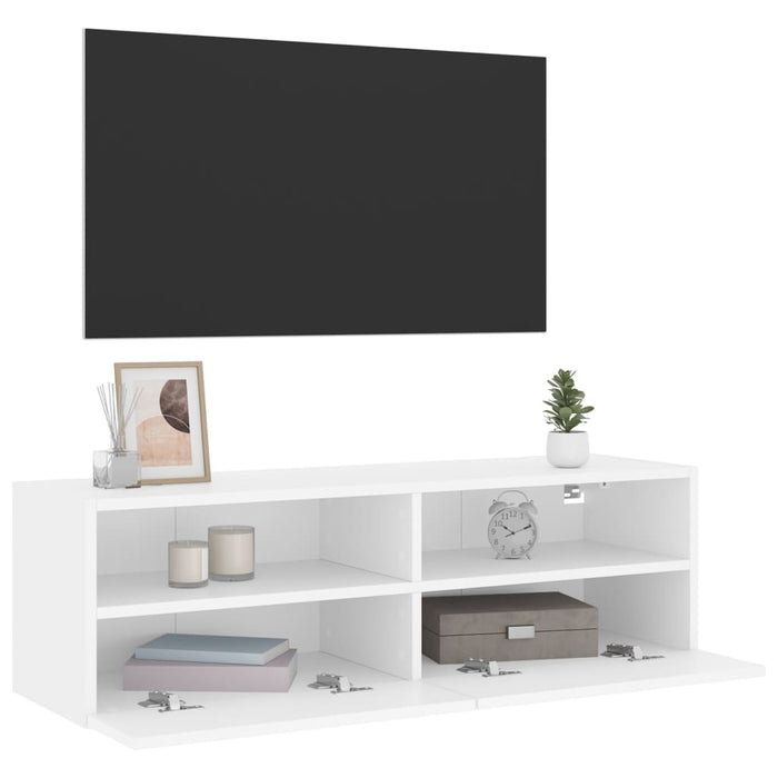 Mobile TV a Parete-Mobile TV a Muro Bianco 100x30x30 cm in Legno Multistrato