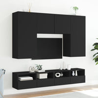 Mobili TV a Parete 2pz Neri 100x30x30 cm in Legno Multistrato 836885