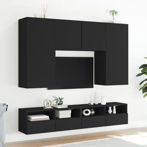 Mobili TV a Parete 2pz Neri 100x30x30 cm in Legno Multistrato 836885