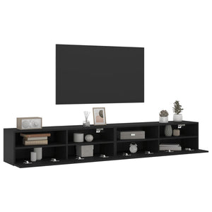 Mobili TV a Parete 2pz Neri 100x30x30 cm in Legno Multistrato 836885