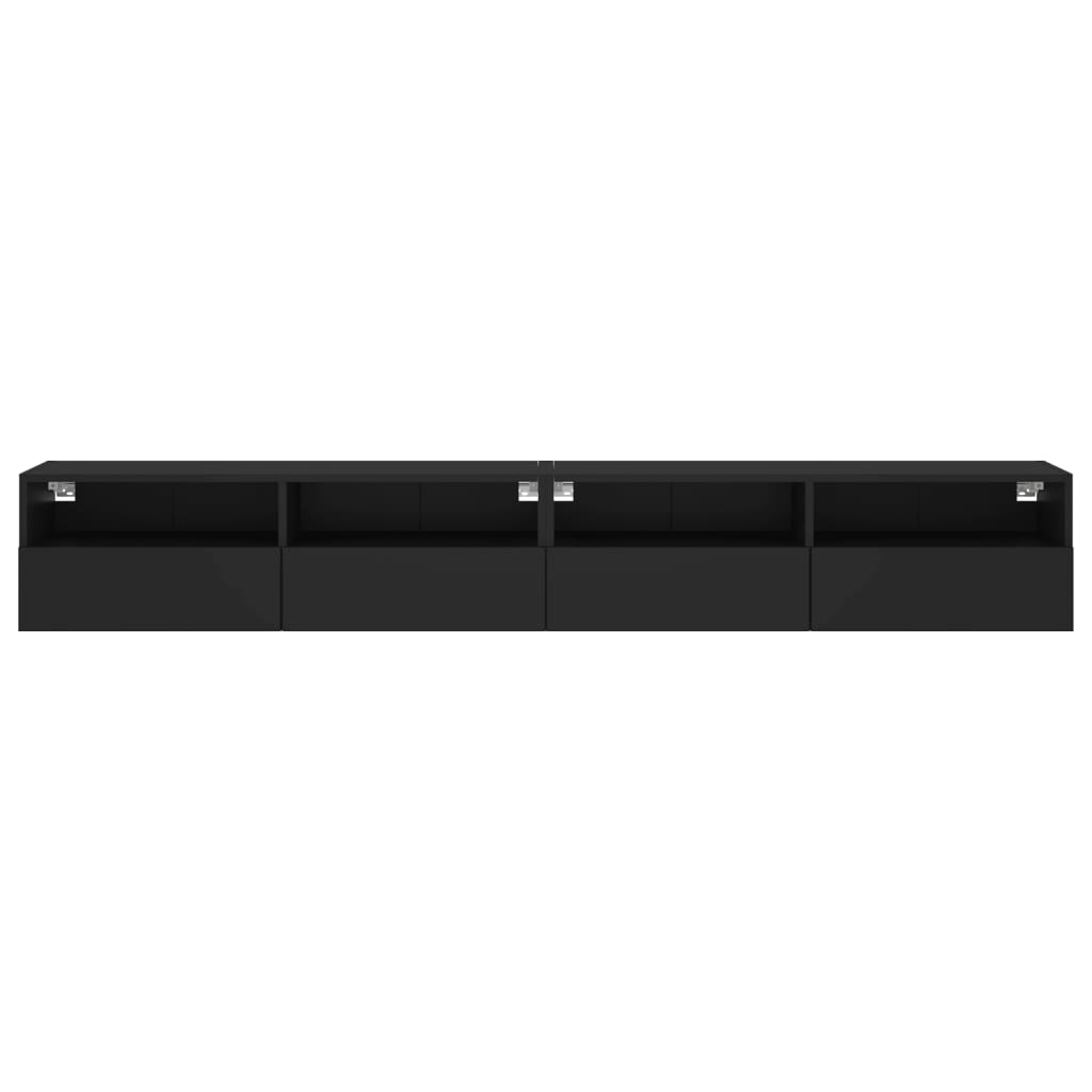 Mobili TV a Parete 2pz Neri 100x30x30 cm in Legno Multistrato 836885