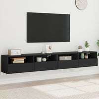 Mobili TV a Parete 2pz Neri 100x30x30 cm in Legno Multistrato 836885