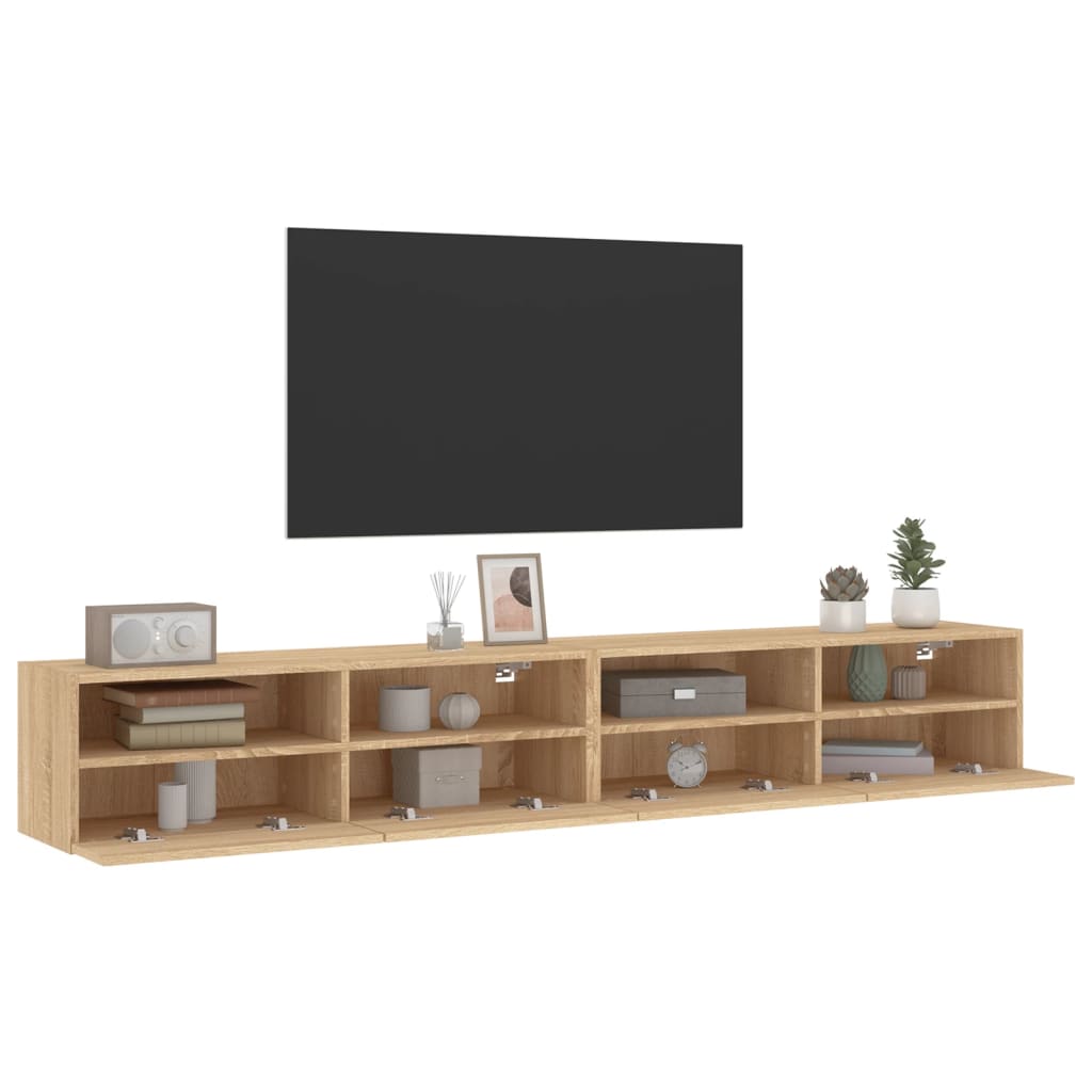 Mobili TV Muro 2pz Rovere Sonoma 100x30x30 cm Legno Multistrato 836887