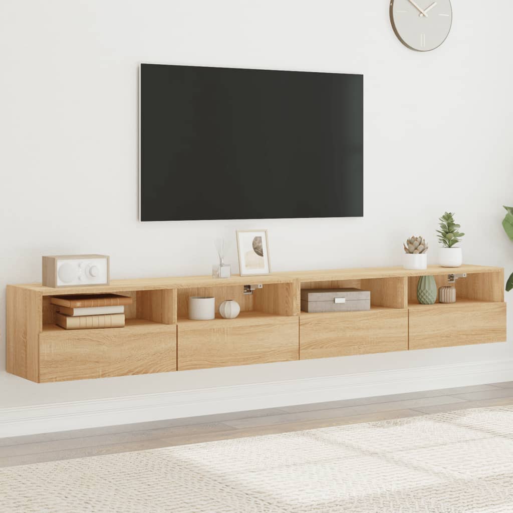 Mobili TV Muro 2pz Rovere Sonoma 100x30x30 cm Legno Multistrato 836887