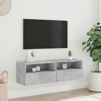 Mobile TV a Parete-Mobile TV a Muro Grigio Cemento 100x30x30cm Legno Multistrato