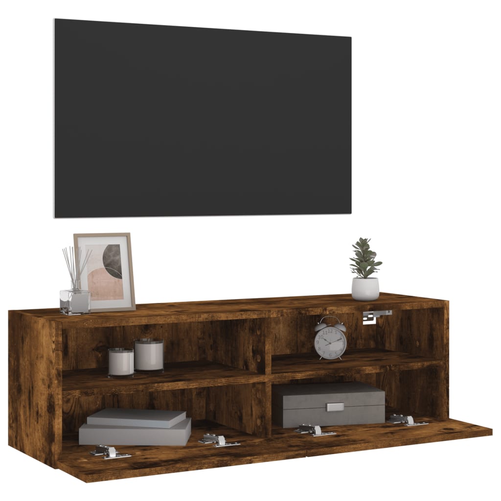 Mobile TV a Parete Rovere Fumo 100x30x30 cm Legno Multistrato 836890
