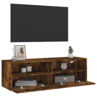 Mobile TV a Parete-Mobile TV a Muro Rovere Fumo 100x30x30 cm Legno Multistrato