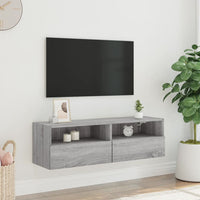 Mobile TV a Parete-Mobile TV a Muro Grigio Sonoma 100x30x30 cm Legno Multistrato