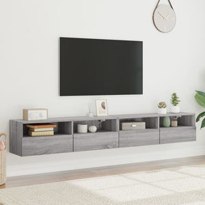 Mobili TV Muro 2pz Grigio Sonoma 100x30x30 cm Legno Multistratocod mxl 86089