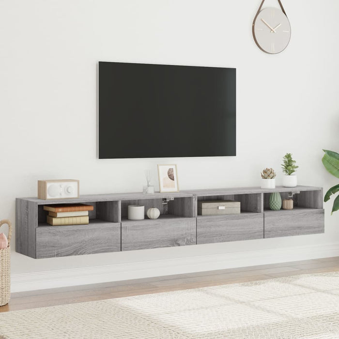 Mobili TV Muro 2pz Grigio Sonoma 100x30x30 cm Legno Multistratocod mxl 86089
