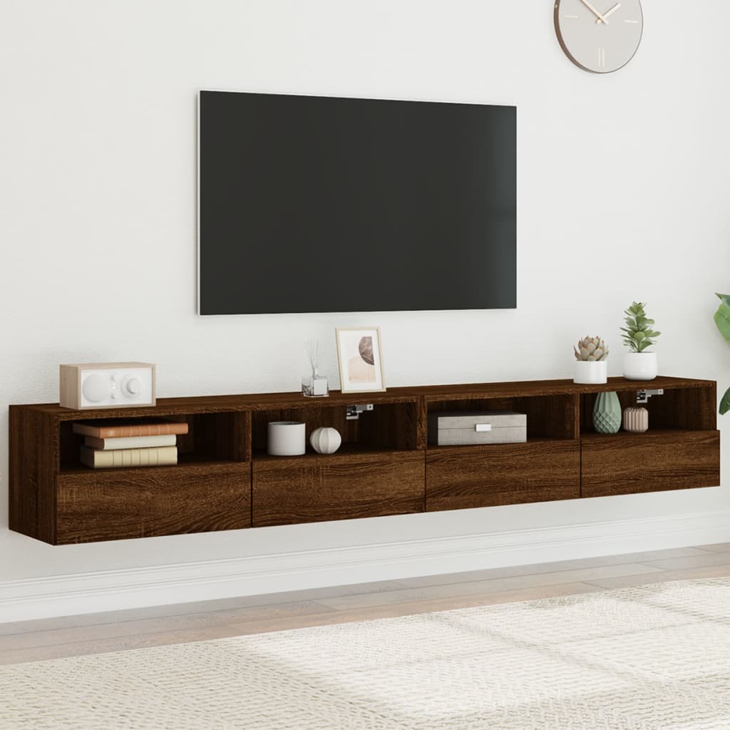 Mobili TV Muro 2pz Rovere Marrone 100x30x30cm Legno Multistratocod mxl 134060
