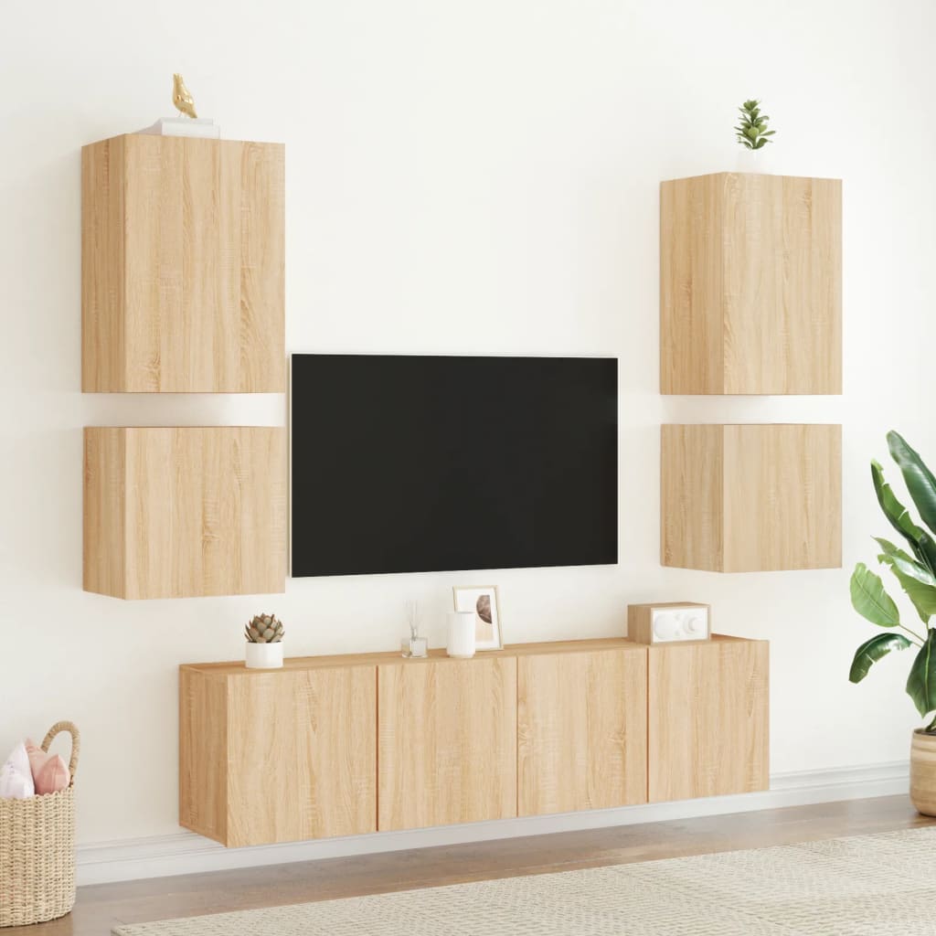Mobili TV Muro 2pz Rovere Sonoma 40,5x30x40cm Legno Multistrato 836901
